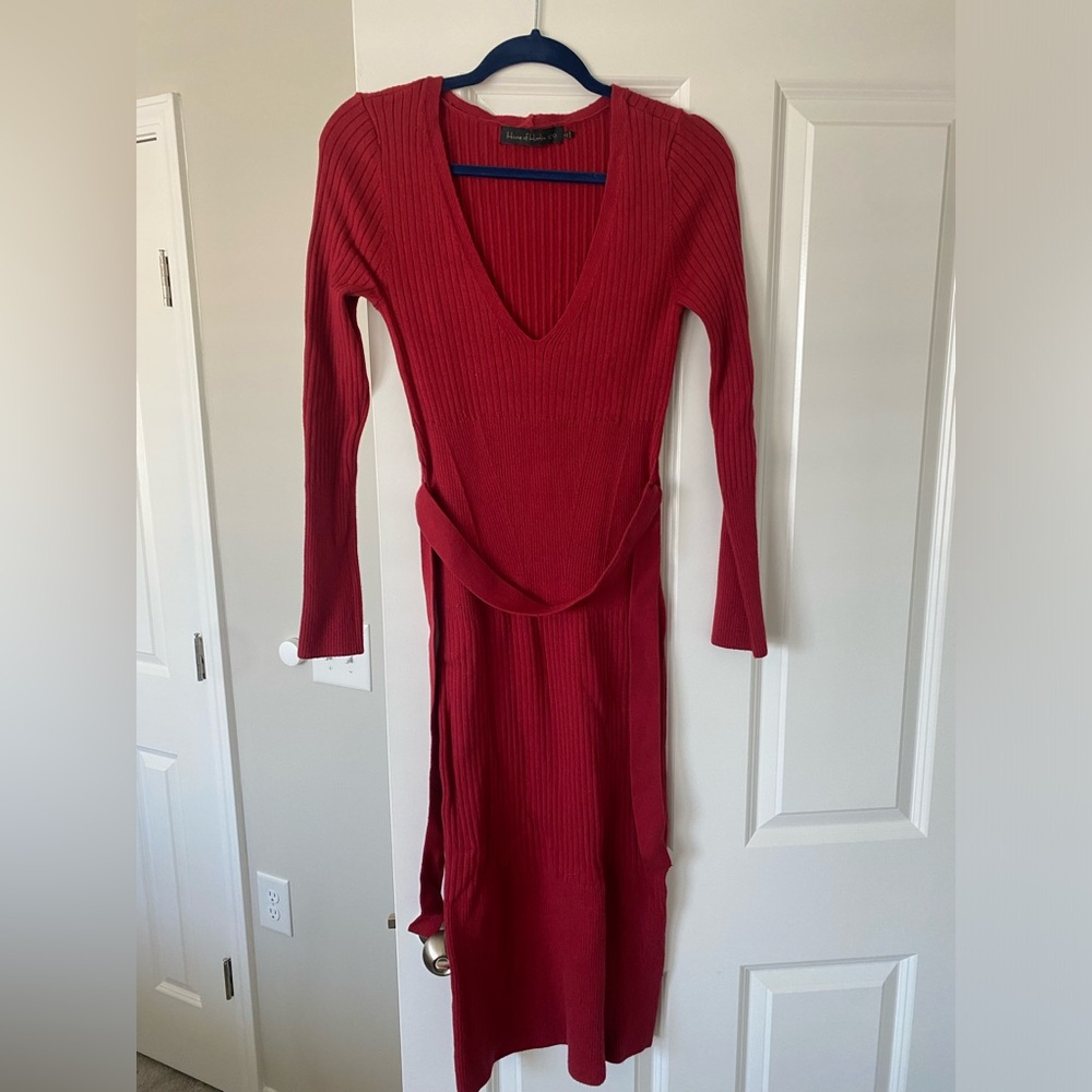 Red, House of Harlow midi sweater dress